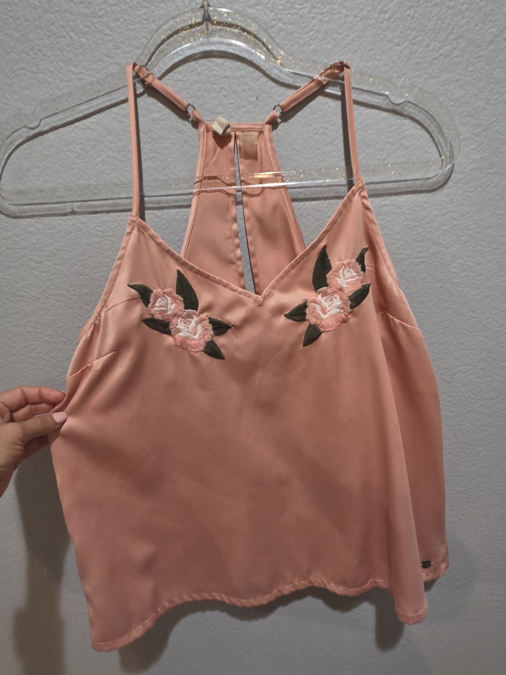 Roxy Peach Floral Embroidered Racerback Camisole Size Small